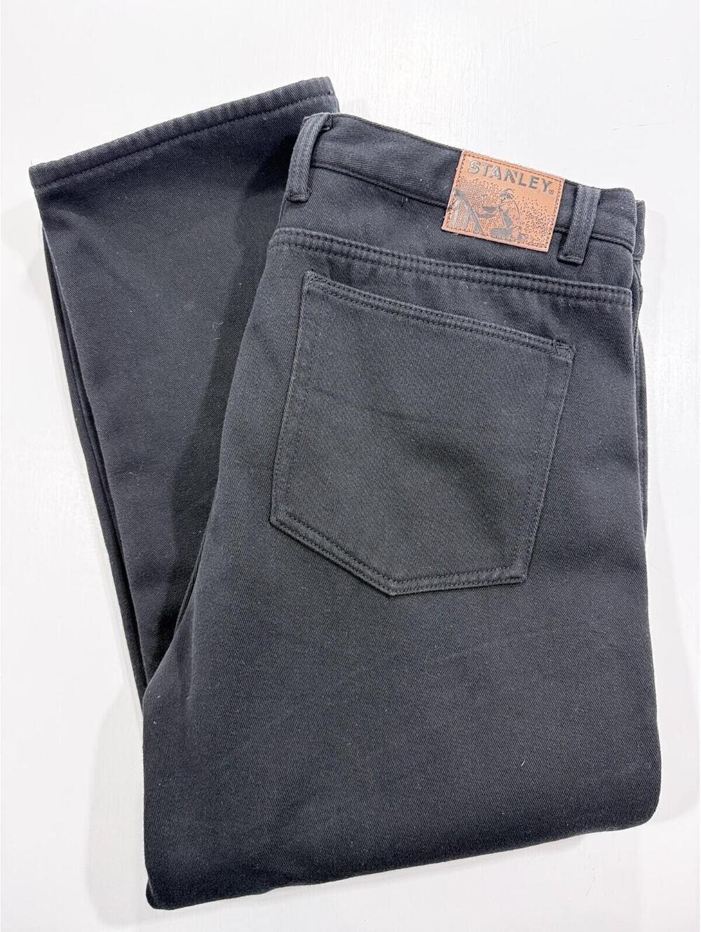 Stanley Fleece Lined Work Pants Mens 42x30 Black Straight Leg Carpenter
